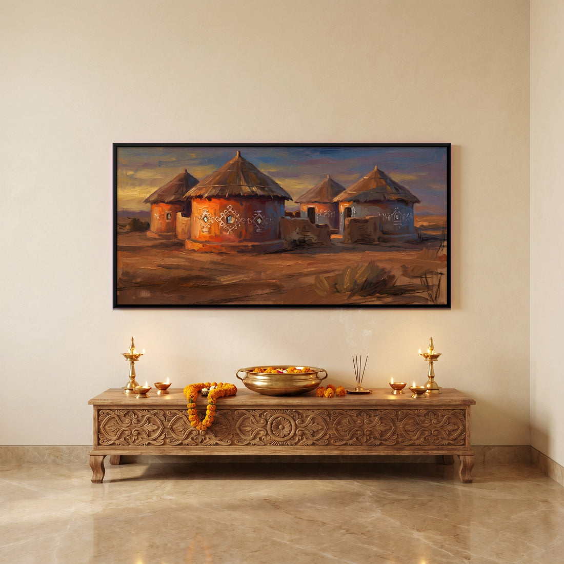 A Wishanart canvas in a floater frame, in a room