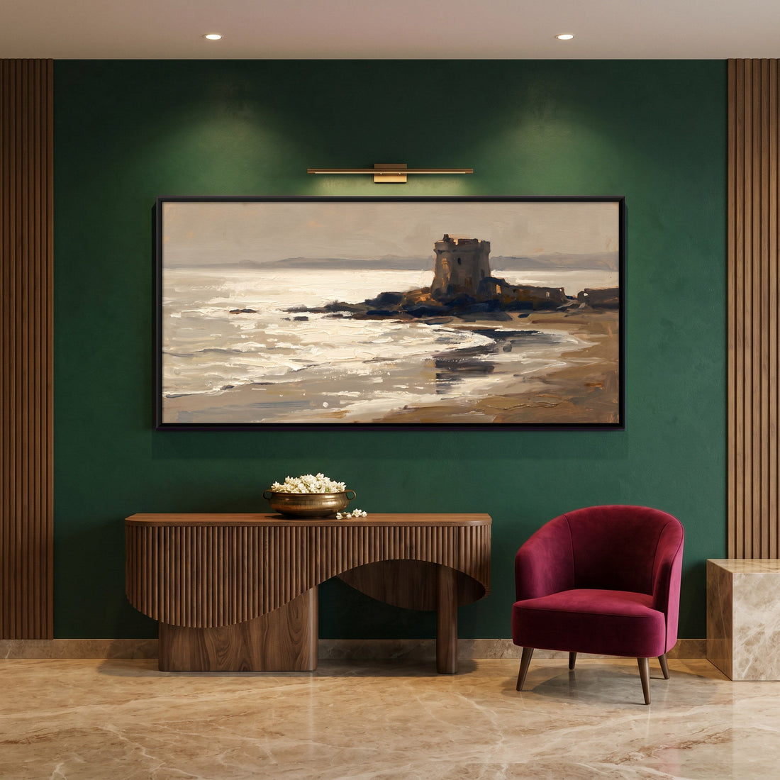 A Wishanart canvas in a floater frame, in a room