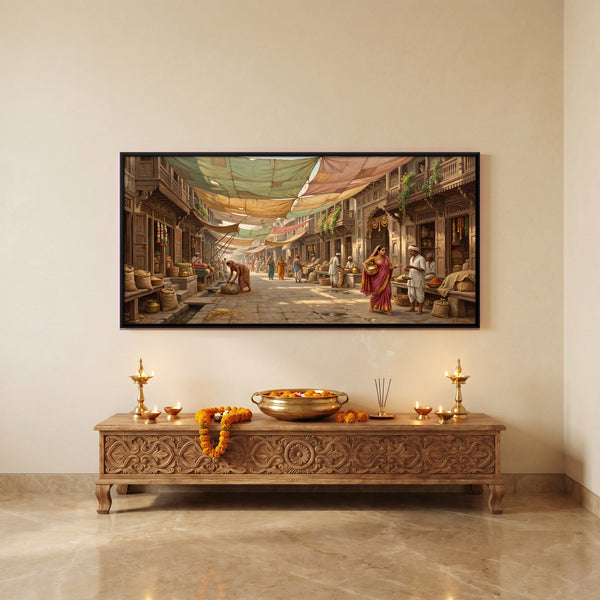 Bazaar Lane Under Cloth Awnings, canvas in a room
