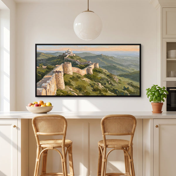 Fort Walls Winding over Green Hills, canvas in a room
