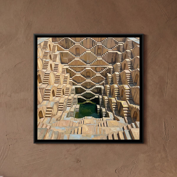 Geometry of the Great Stepwell, canvas in a room