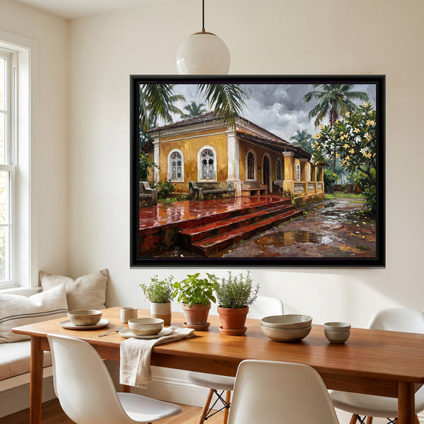 Ochre Villa in the Goa Monsoon, canvas in a room