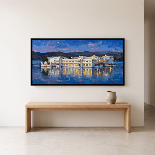 Lake Palace at Blue Hour, canvas in a room