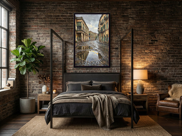 Monsoon Arcades of Old Calcutta, canvas in a room