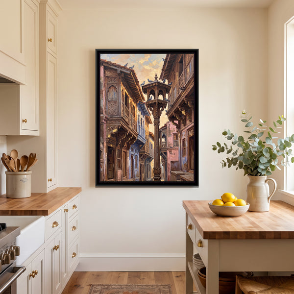 Carved Pol Houses of Old Ahmedabad, canvas in a room