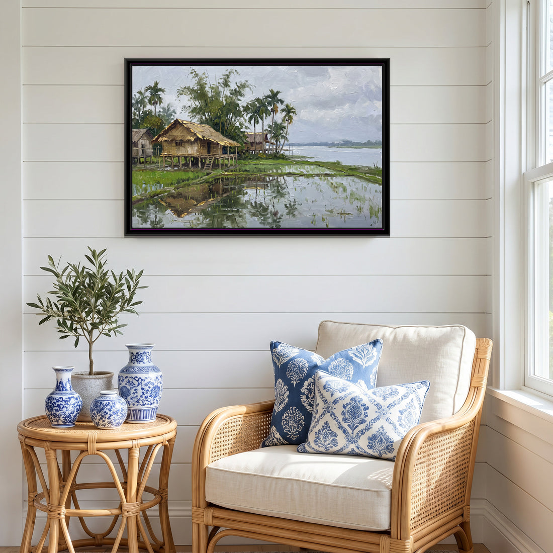 A Wishanart canvas in a floater frame, in a room