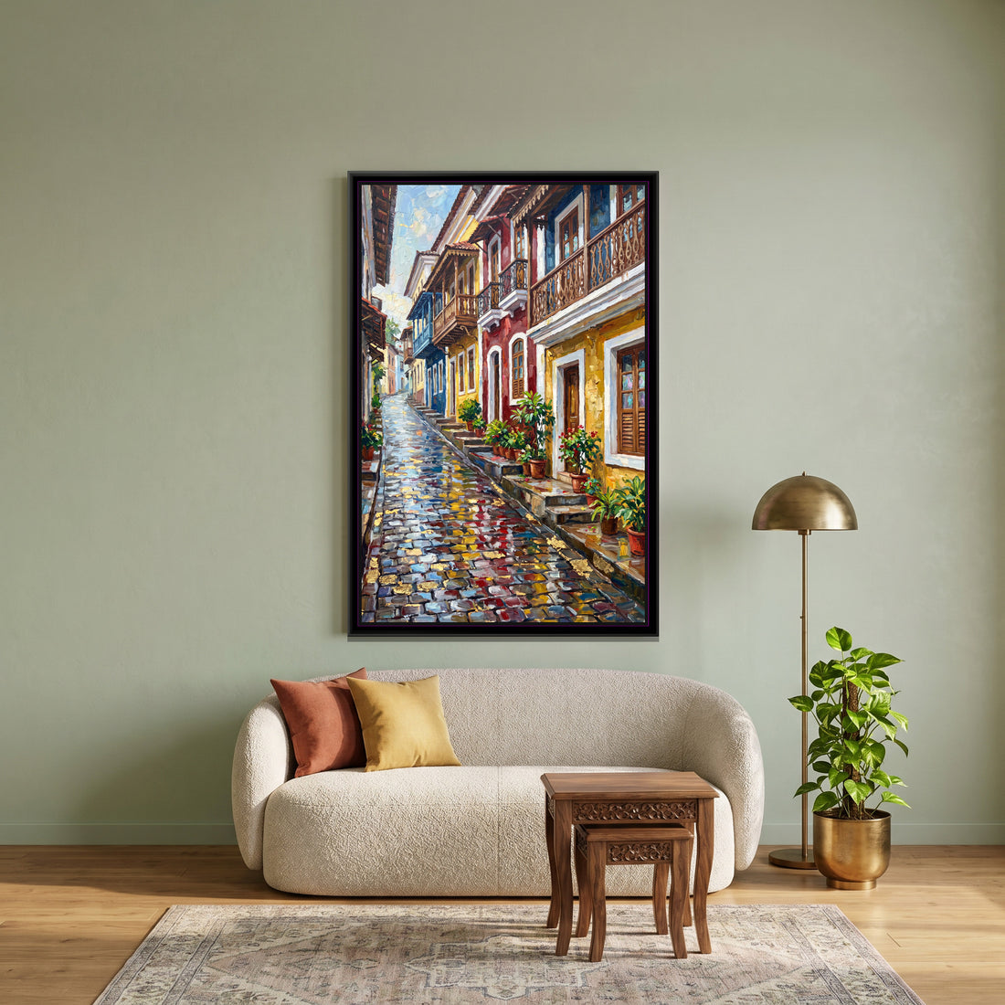 A Wishanart canvas in a floater frame, in a room