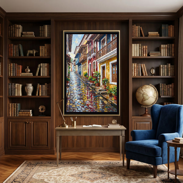 Portuguese Balconies of Fontainhas, canvas in a room