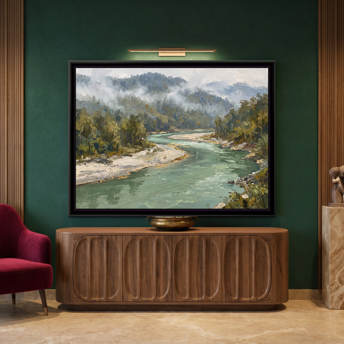 A Wishanart canvas in a floater frame, in a room