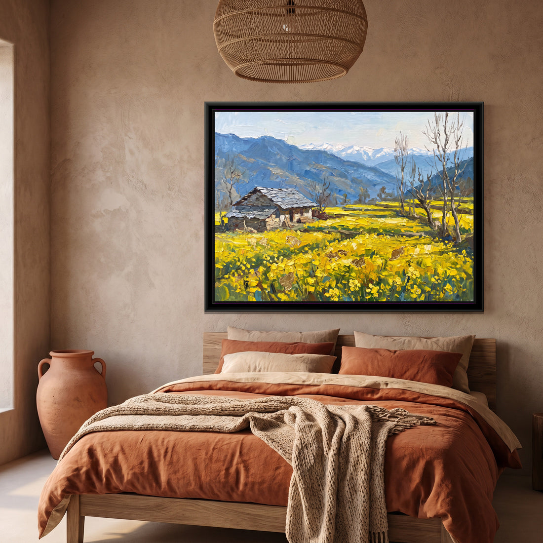 A Wishanart canvas in a floater frame, in a room