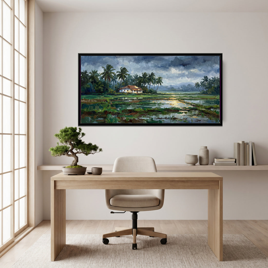 A Wishanart canvas in a floater frame, in a room