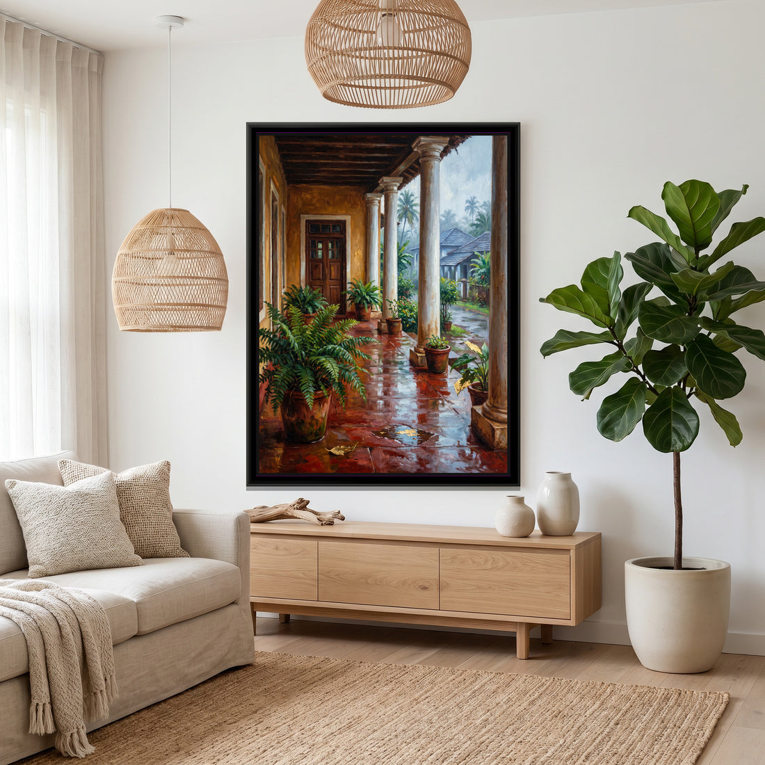 A Wishanart canvas in a floater frame, in a room