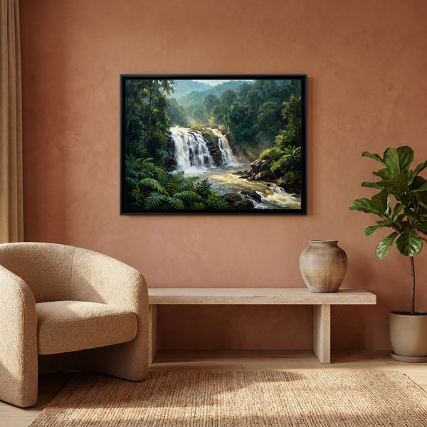 Abbey Falls through the Forest, canvas in a room