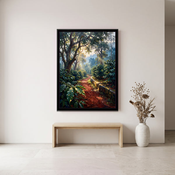 Estate Path through the Coffee Bushes, canvas in a room