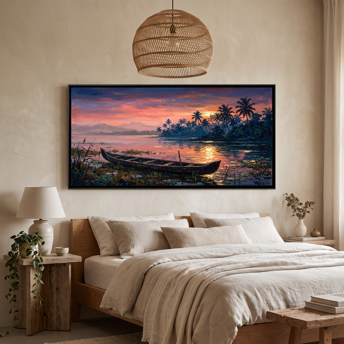 A Wishanart canvas in a floater frame, in a room