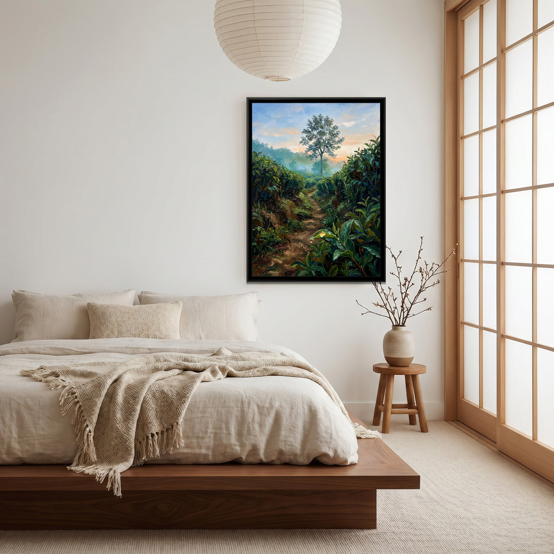 A Wishanart canvas in a floater frame, in a room