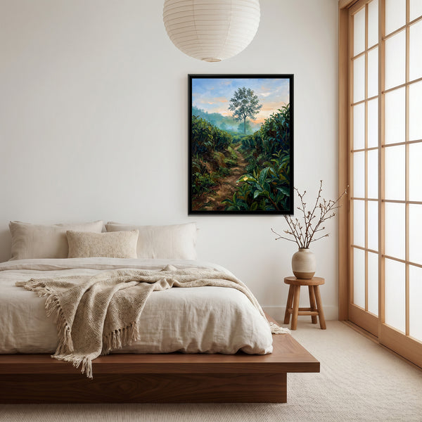 Path through the Munnar Tea Rows, canvas in a room