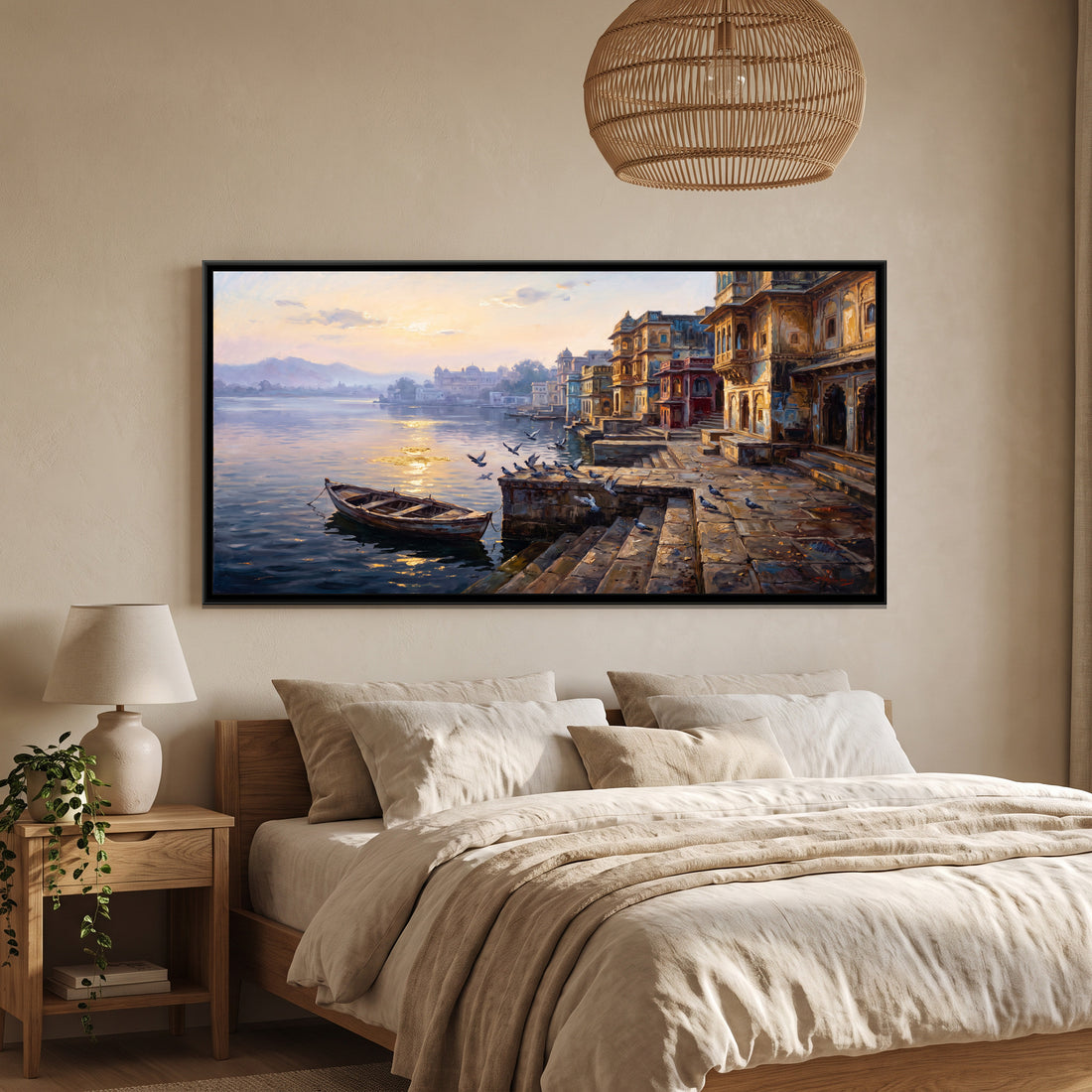 A Wishanart canvas in a floater frame, in a room