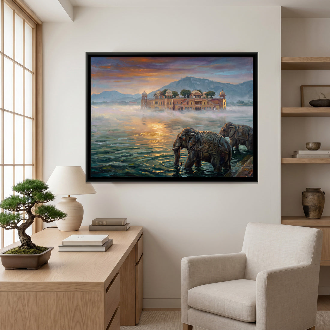 A Wishanart canvas in a floater frame, in a room