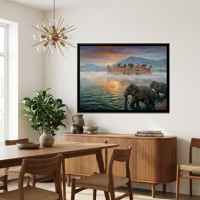 Jag Mandir in the Morning Haze, canvas in a room