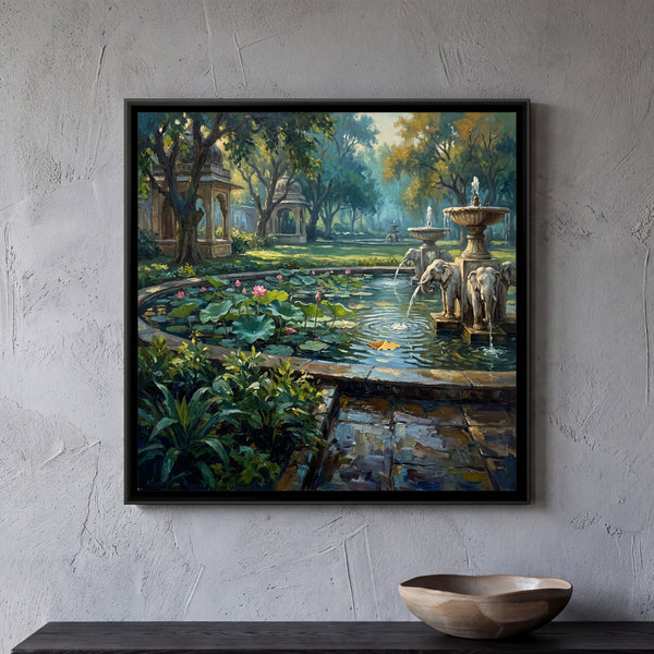 Lotus Pool at Saheliyon ki Bari, canvas in a room