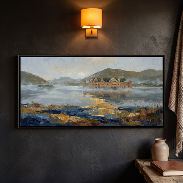 Jal Mahal in Winter Mist, canvas in a room