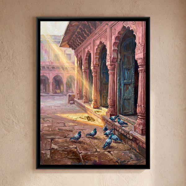 Pink Sandstone Arcade in the Old Bazaar, canvas in a room