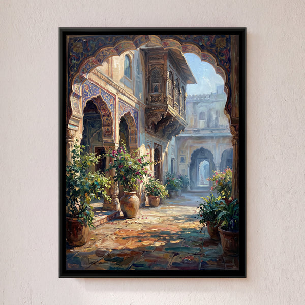 Courtyard of a Jaipur Haveli, canvas in a room