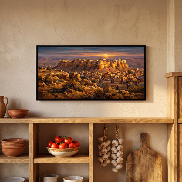 Golden Fort at Sunset, canvas in a room