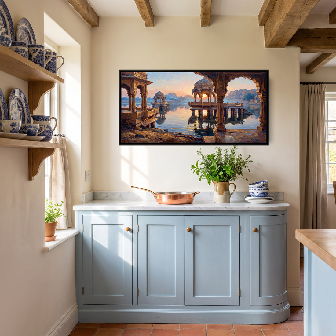 A Wishanart canvas in a floater frame, in a room