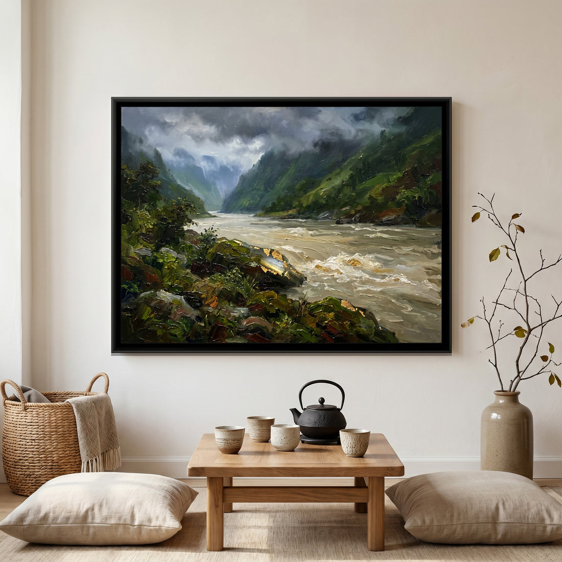 A Wishanart canvas in a floater frame, in a room
