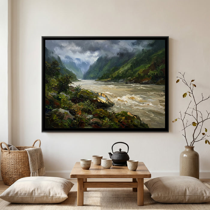 Monsoon Clouds over the Gorge, canvas print shown in a room