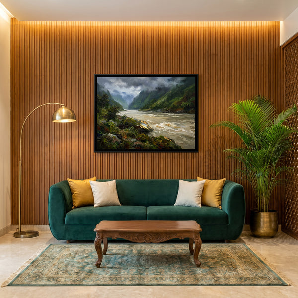 Monsoon Clouds over the Gorge, canvas in a room