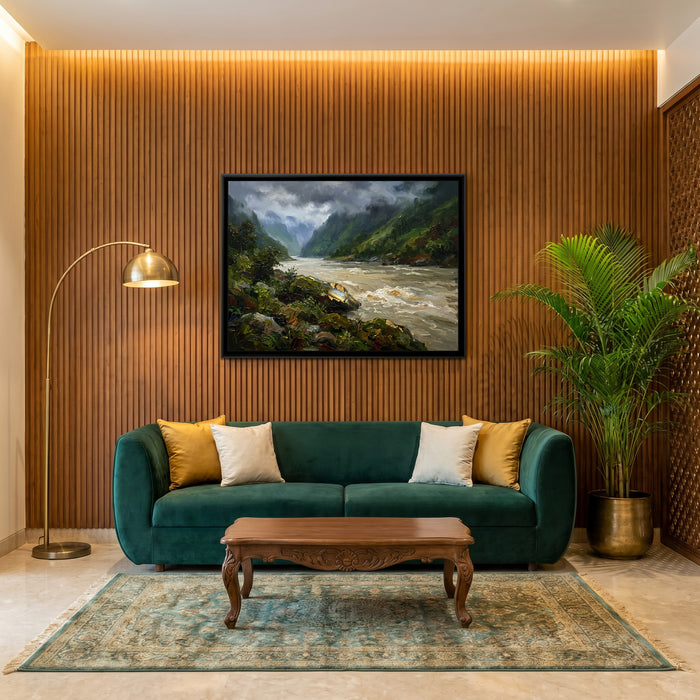 Monsoon Clouds over the Gorge, canvas in a room