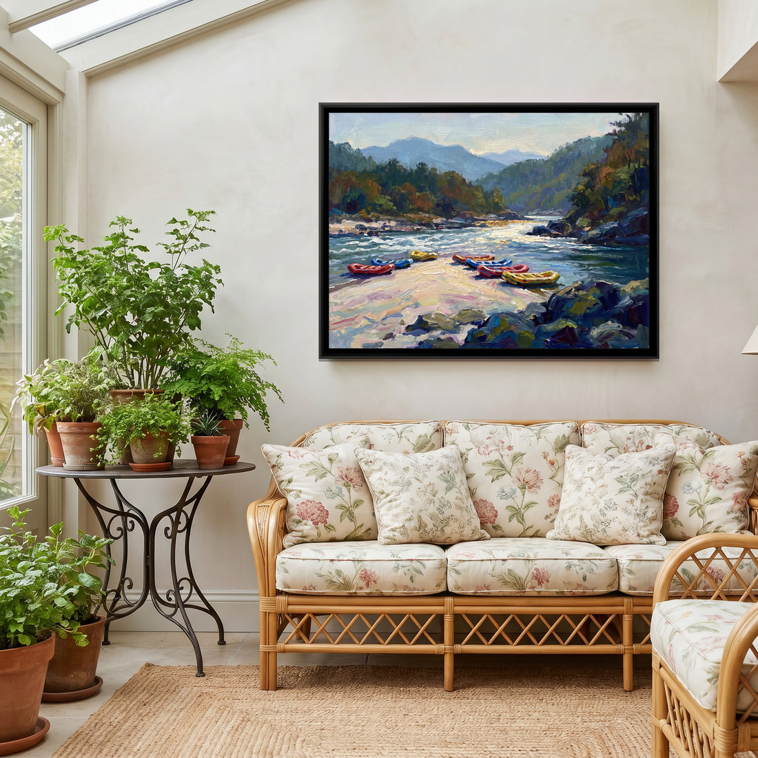 A Wishanart canvas in a floater frame, in a room