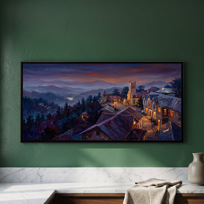 Shimla Ridge at Twilight, framed canvas print on a wall