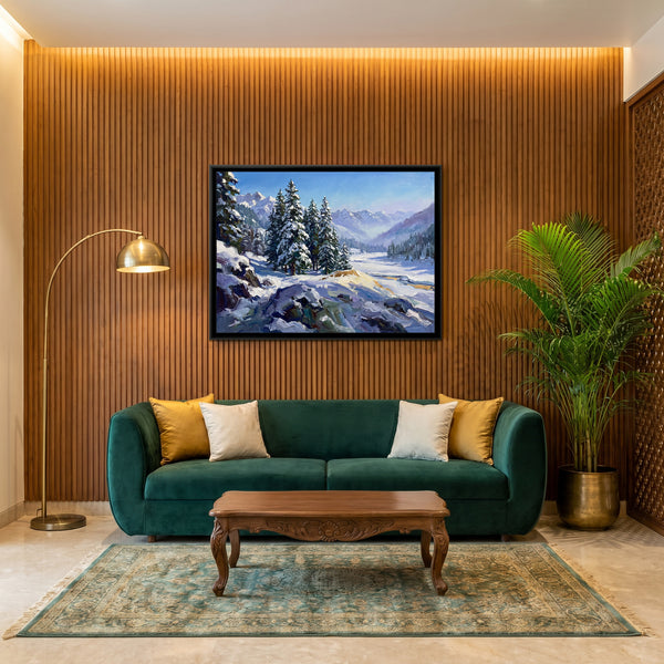 Solang Valley under Fresh Snow, canvas in a room
