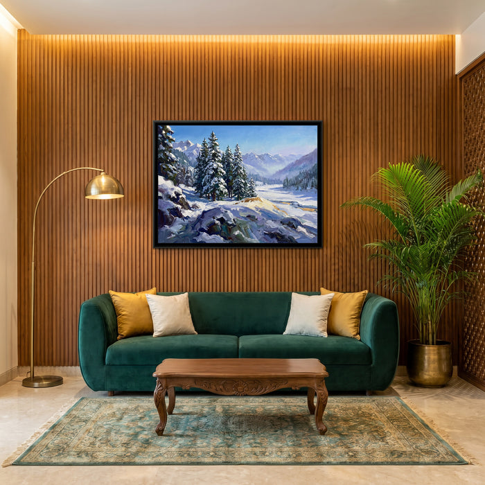 Solang Valley under Fresh Snow, canvas in a room