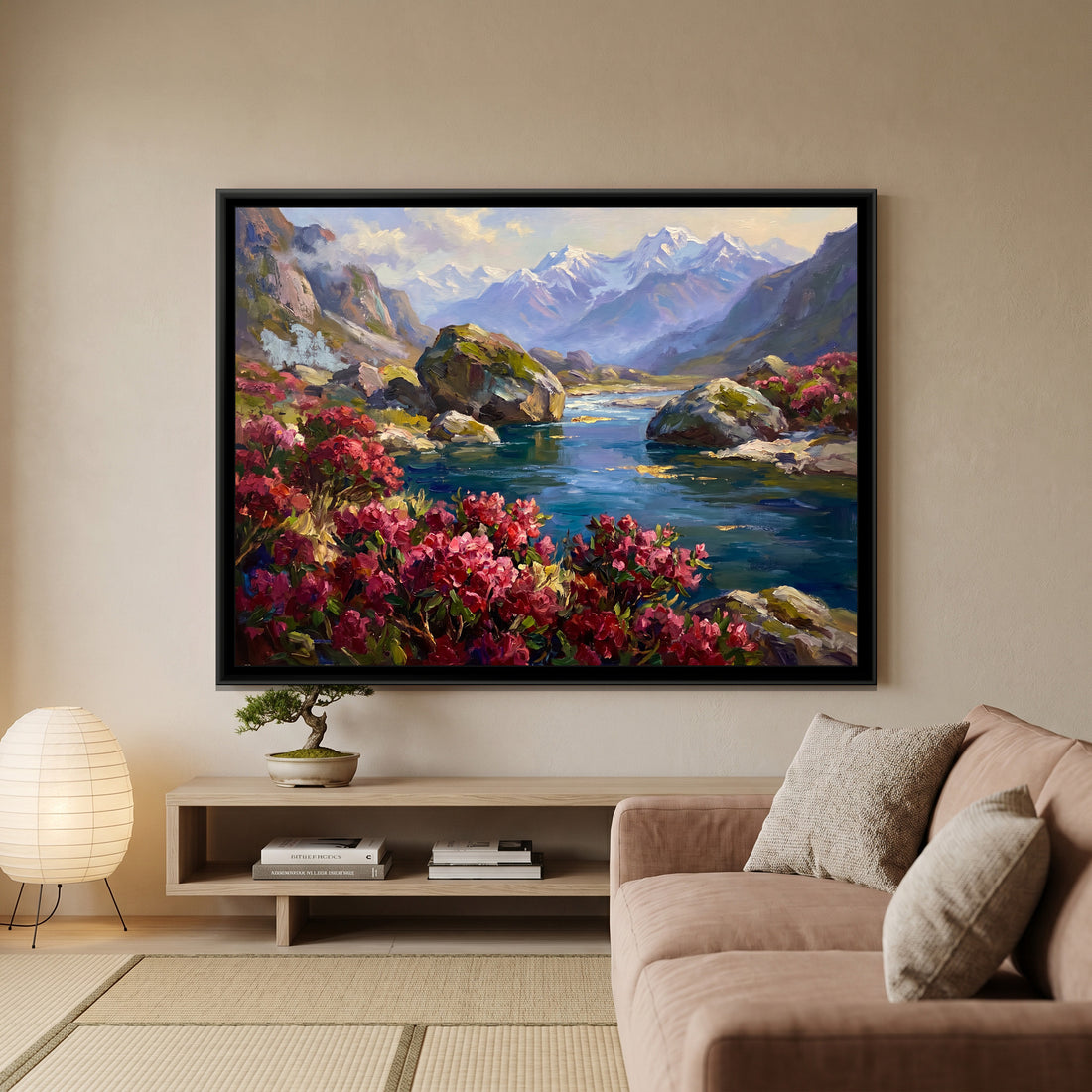 A Wishanart canvas in a floater frame, in a room