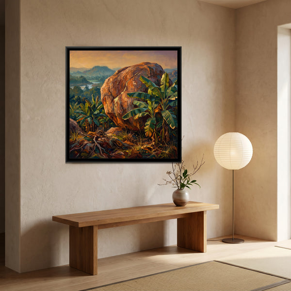 Banana Groves and Granite at Anegundi, canvas in a room