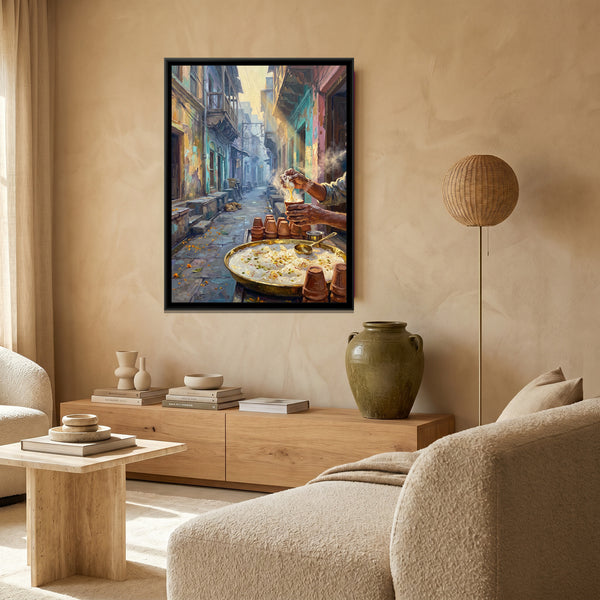 Malaiyo on a Winter Morning in the Lanes, canvas in a room