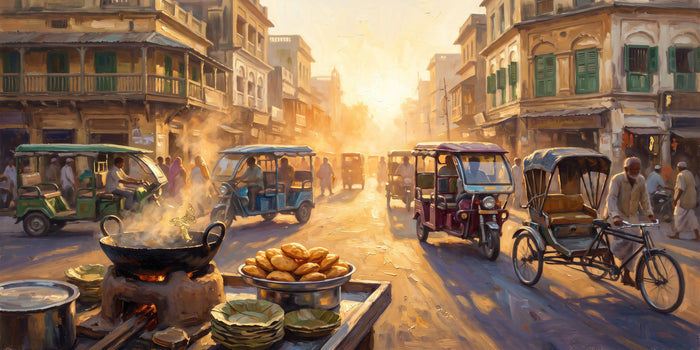 Godowlia Chowk at Golden Hour, the full artwork