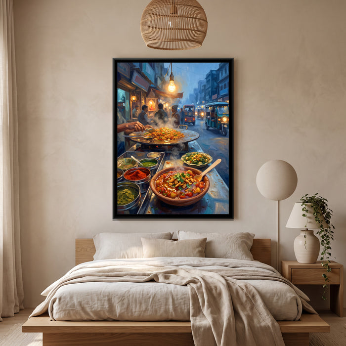 Tamatar Chaat at Dusk, Godowlia, canvas print shown in a second room