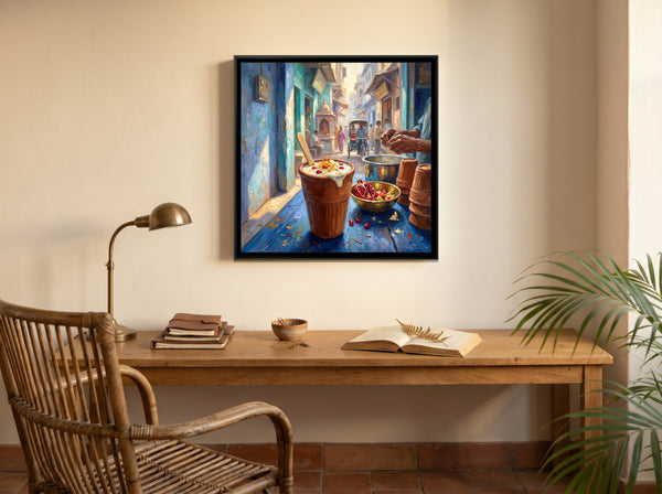 A Kulhad of Lassi in the Old Lanes, canvas in a room
