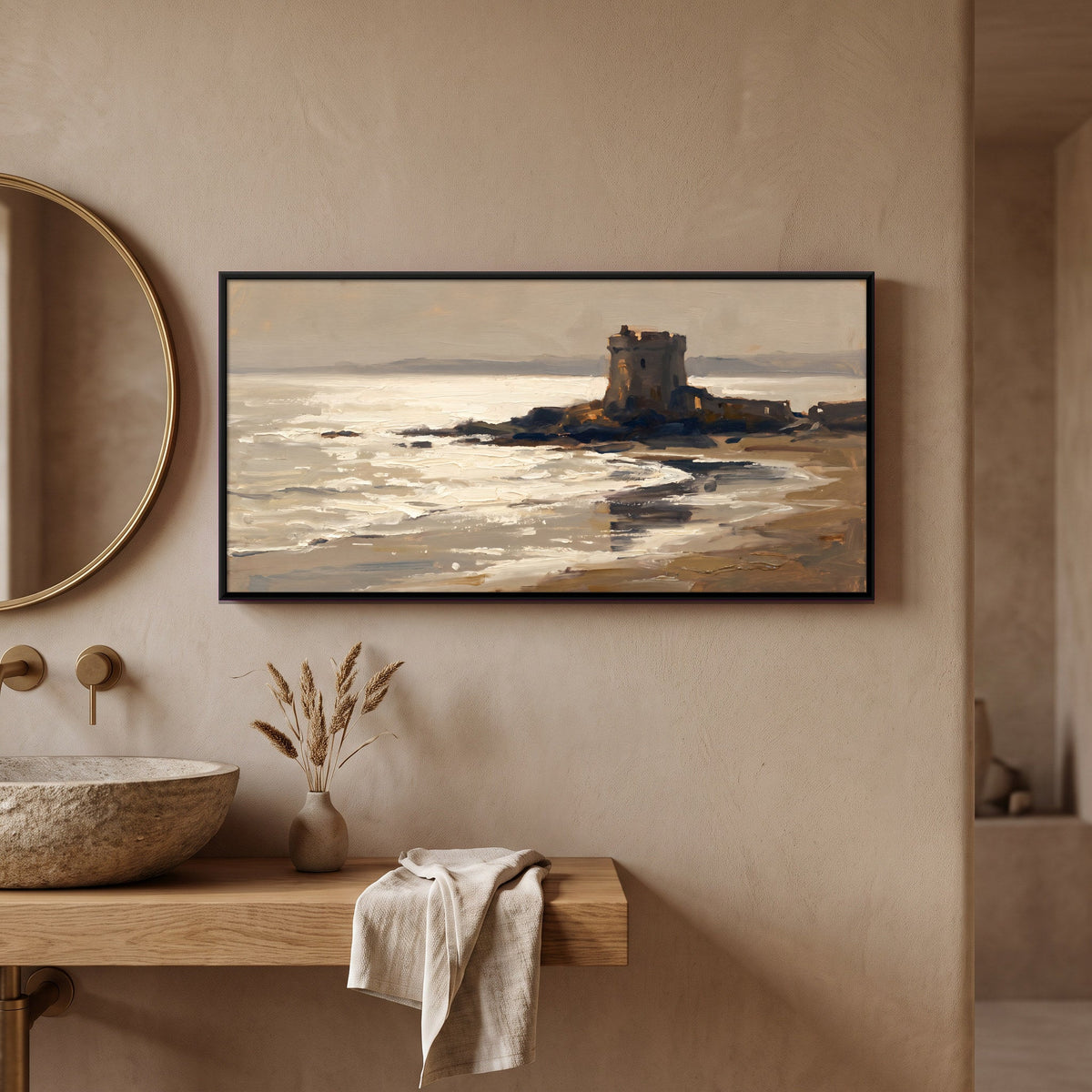 Ruined Watchtower by the Sea, canvas in a second room