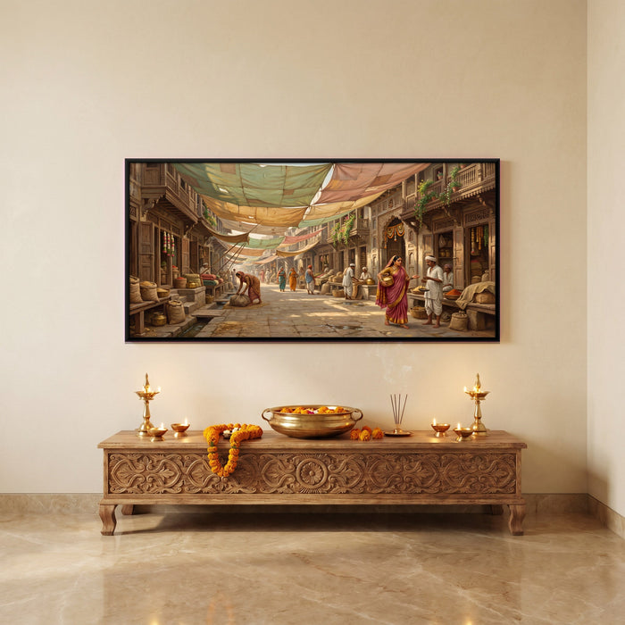 Bazaar Lane Under Cloth Awnings, canvas in a room