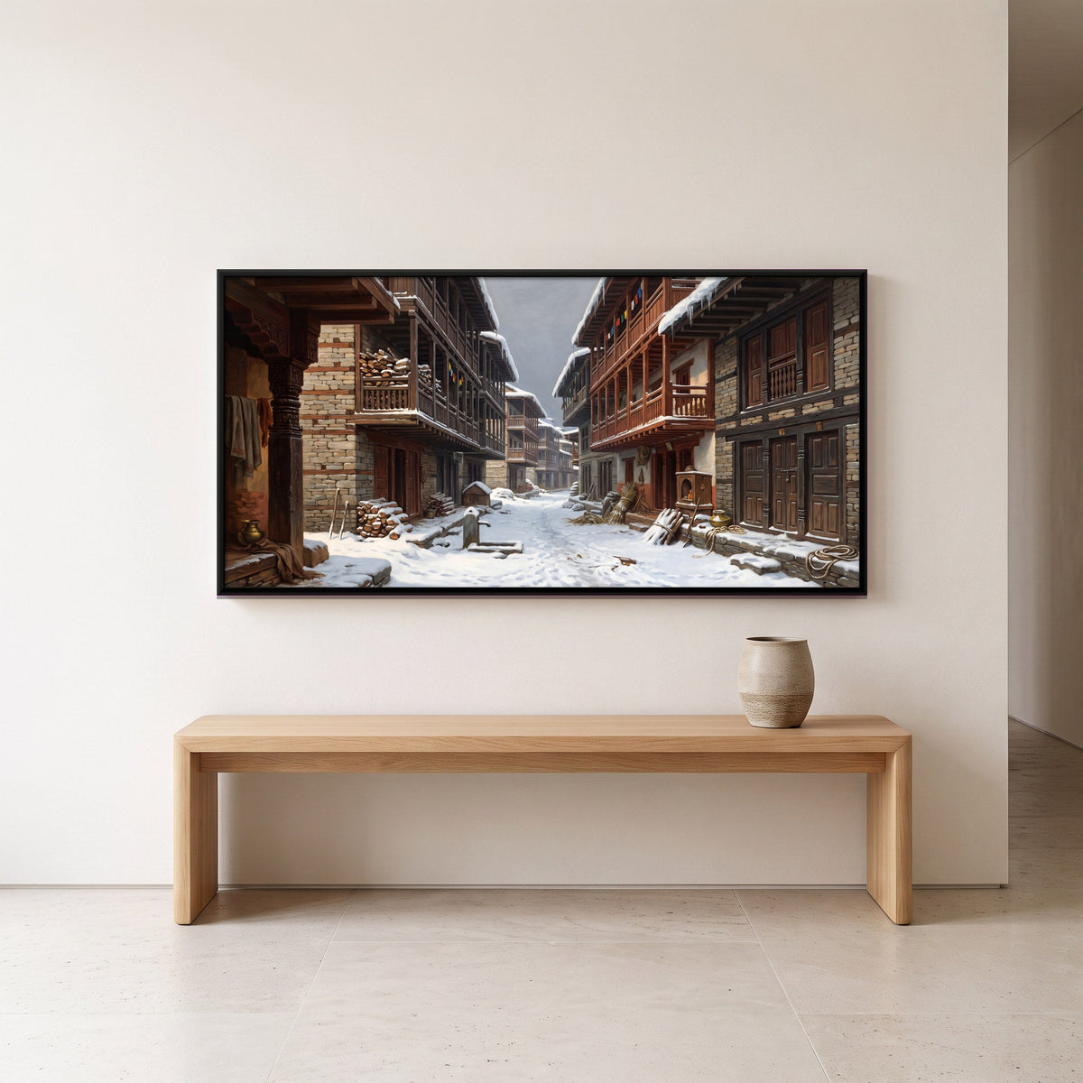 Snowbound Street in a Mountain Town, canvas in a second room