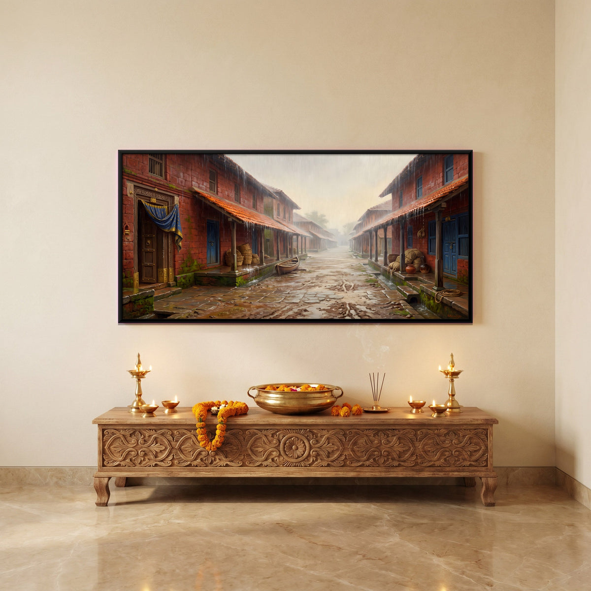 Rainy Bazaar Street, canvas in a second room