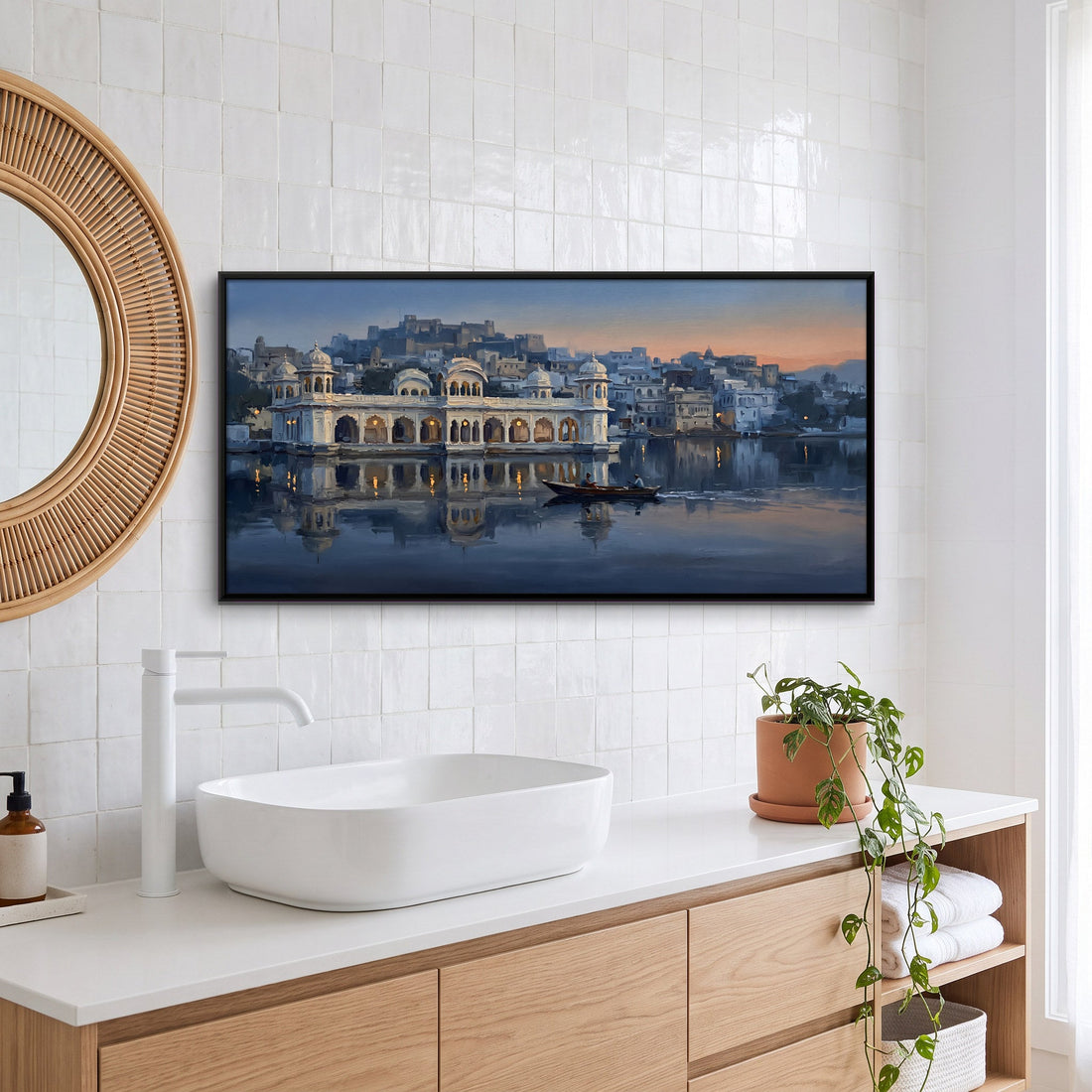 A Wishanart canvas in a floater frame, in a room