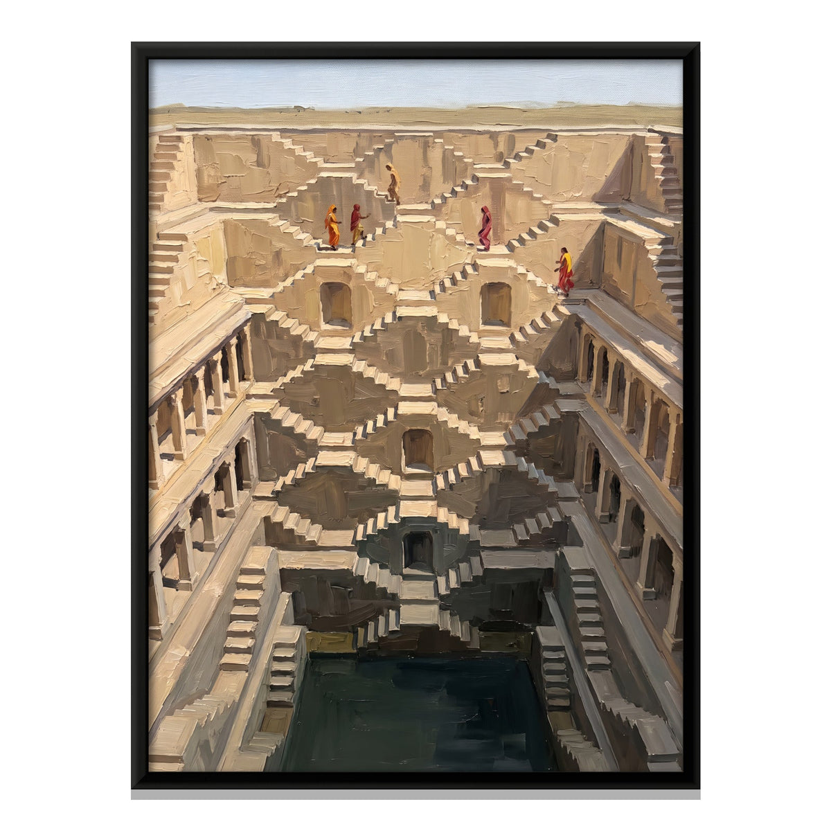 Stepwell with Criss-cross Stairs, close-up of the print surface